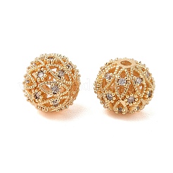 Brass Micro Pave Clear Cubic Zirconia Beads&nbsp;KK-B100-018G