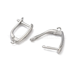 Brass Micro Pave Clear Cubic Zirconia Hoop Earring Findings&nbsp;KK-H256-06P