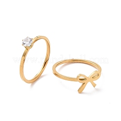 2Pcs 2 Style Clear Cubic Zirconia Couple Rings Set&nbsp;RJEW-D120-23G