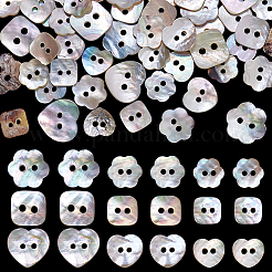 90Pcs 9 Styles 2-Hole Natural Shell Buttons&nbsp;BUTT-PH0001-49