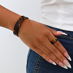 Leopard Print Acrylic Cuff Bangle & Finger Rings Sets for Women&nbsp;FS-WG722C5-01