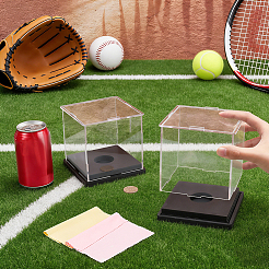 Transparent Acrylic Sport Ball Display Cases with Black Base&nbsp;ODIS-WH0030-300