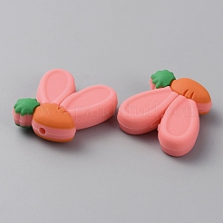 Rabbit Ears with Carrot Food Grade Eco-Friendly Silicone Focal Beads&nbsp;SIL-SZC0003-05C