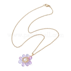 Glass & Glass Pearl Beads Pendants Necklaces for Women&nbsp;NJEW-MZ00106-08