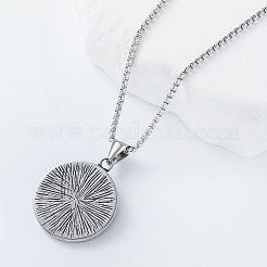 Rock Style 304 Stainless Steel Warrior Round Medal Pendant Necklaces for Men&nbsp;IB5984