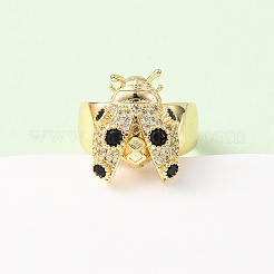 Adjustable Brass Micro Pave Cubic Zirconia Cuff Open Rings&nbsp;RJEW-H263-263B-G