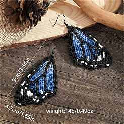 Bohemian Style Green Butterfly Wing Glass Bead Handmade Dangle Earrings&nbsp;CZ4126