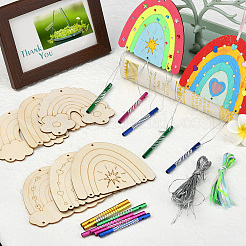 DIY Unfinished Wood Rainbow Wind Chime Kits for Children's Crafts&nbsp;ST-CJ0009-2