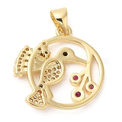 Brass Micro Pave Cubic Zirconia Pendants&nbsp;KK-D027-11G