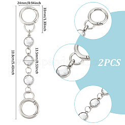 2Pcs Alloy & Glass Flat Round Link Bag Extension Chains&nbsp;FIND-UN00019