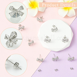 5 Pairs Rack Plating Brass & Cubic Zirconia Stud Earring Findings&nbsp;KK-SC0006-78P
