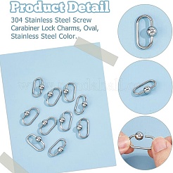 10Pcs 304 Stainless Steel Screw Carabiner Lock Charms&nbsp;STAS-HS0001-02