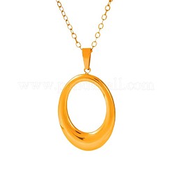 304 Stainless Steel Hollow Oval Pendant Necklaces for Women&nbsp;EJ0171-2
