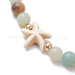 Natural Flower Amazonite &  Synthetic Turquoise Charm Anklets for Women&nbsp;AJEW-AN00616-04
