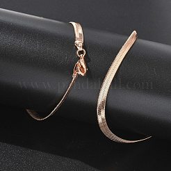 4mm Rack Plating Brass Herringbone Chain Necklaces for Women Men&nbsp;MAK-L044-17RG