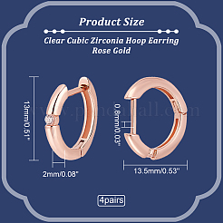 4 Pairs Clear Cubic Zirconia Hoop Earring&nbsp;EJEW-NB0001-11RG