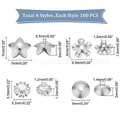 400Pcs 4 Style 304 Stainless Steel Bead Caps&nbsp;STAS-DC0010-99
