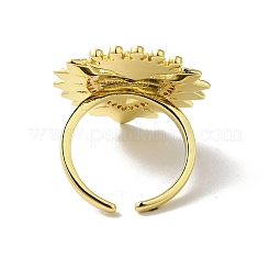 Sacred Heart Brass Micro Pave Cubic Zirconia Cuff Rings&nbsp;RJEW-H236-01G-02
