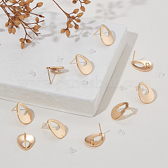 12Pcs Brass Hollow Out Teardrop Stud Earring Findings&nbsp;KK-BC0010-94