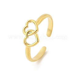 Heart 304 Stainless Steel Open Cuff Rings&nbsp;X-RJEW-R014-03G-01