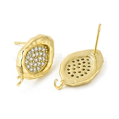 Brass Micro Pave Cubic Zirconia Stud Earring Findings&nbsp;KK-H440-03G