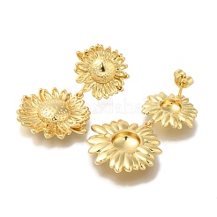 Rack Plating Flower Brass Stud Earrings&nbsp;EJEW-H016-16G