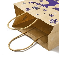 Christmas Theme Blue Printed Kraft Paper Tote Bags with Handles&nbsp;ABAG-B006-04E