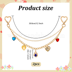 2Pcs Alloy Heart Tassel Aluminum Double Layer Chain Bag Decorative Chains&nbsp;HJEW-PH02393
