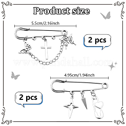4Pcs 2 Styles Iron Safety Pin&nbsp;JEWB-HY0001-47