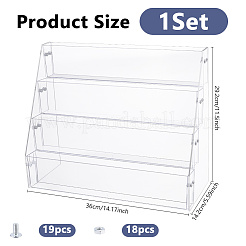 4-Tier Acrylic & PVC Organizer Display Riser Holder for Postcards Brooches&nbsp;ODIS-WH0108-041B