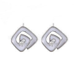 Brass Micro Pave Clear Cubic Zirconia Stud Earring Findings with Enamel&nbsp;KK-S356-624P-NF