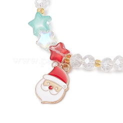 Christmas Themed Alloy Enamel Santa Claus Charm Bracelets&nbsp;BJEW-MZ00190-03