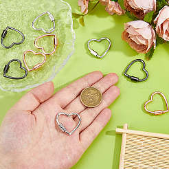 9Pcs 3 Colors Alloy Heart-shaped Locking Carabiner Clasps&nbsp;FIND-DC0005-45