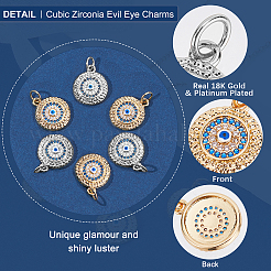 6Pcs 2 Colors Brass Micro Pave Cubic Zirconia Pendants&nbsp;ZIRC-BBC0003-68C