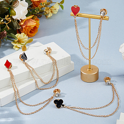 4Pcs 4 Styles Playing Card Alloy Rhinestone Lapel Pin Backs&nbsp;AJEW-FH0007-70