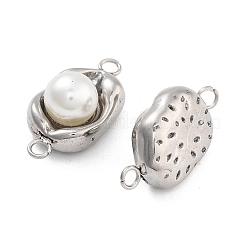 304 Stainless Steel Pave ABS Pearl Connector Charms&nbsp;STAS-S131-01P