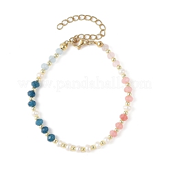Dyed Natural Malaysia Jade Faceted Rondelle & Natural Freshwater Pearl Beaded Bracelets&nbsp;BJEW-JB14267