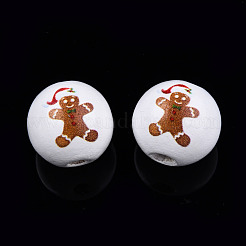 Painted Natural Wood Beads&nbsp;WOOD-N006-187