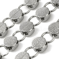 Non-Tarnish 304 Stainless Steel Texture Flat Round Link Chains&nbsp;CHS-E032-01P