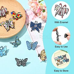 10Pcs 10 Styles Black Alloy Brooches&nbsp;JEWB-CJ0001-36