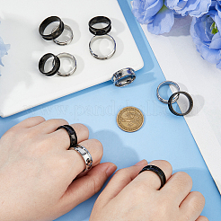 12Pcs 12 Styles Stainless Steel Grooved Finger Ring Settings&nbsp;STAS-HS0001-49