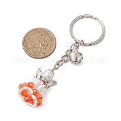 Glass Seed & Plastic Pearl & Alloy Keychain&nbsp;KEYC-MZ00025-01