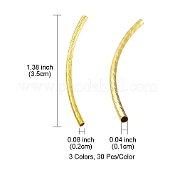 90Pcs 3 Colors Brass Tube Beads&nbsp;KK-YW0002-03