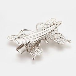Rack Plating Hair Accessories Iron Alligator Hair Clip Findings&nbsp;MAK-WH0002-03P