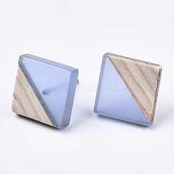 Transparent Resin & Wood Stud Earrings&nbsp;EJEW-N017-005A-A01