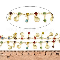 Brass Glass Shell Shape Link Chains&nbsp;CHC-R001-09G