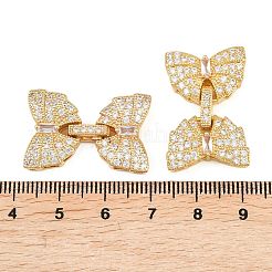 Brass Micro Pave Cubic Zirconia Fold Over Clasps&nbsp;KK-C075-44G