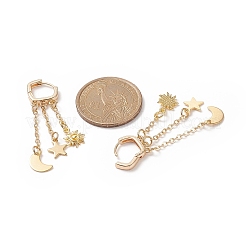Sun & Moon & Star Stainless Steel Dangle Hoop Earrings&nbsp;EJEW-JE05136