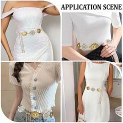 1Pc Alloy Oval with Flower Link Chain Waist Belly Chains for Women&nbsp;AJEW-GF0013-42