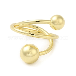 Rack Plating Brass Round Ball Cuff Rings&nbsp;RJEW-D015-02G